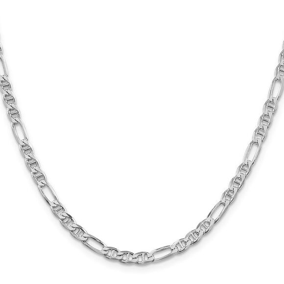 Kazi Luxury Sterling Silver Rhodium-plated 3.75mm Figaro Anchor Chain - Picture 2 of 4